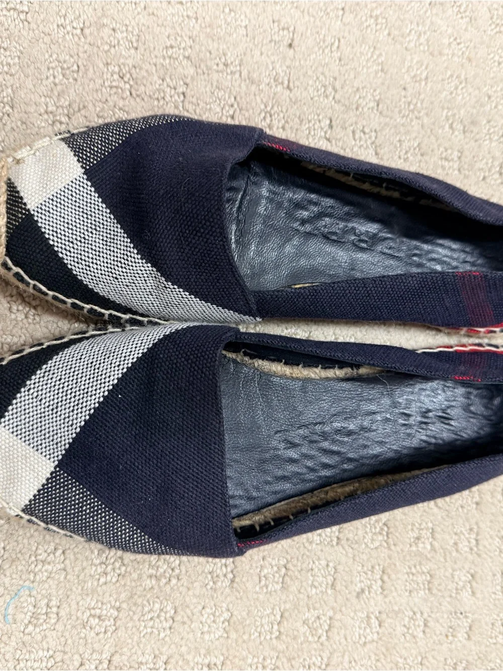 Burberry Navy Plaid Espadrille 37.5